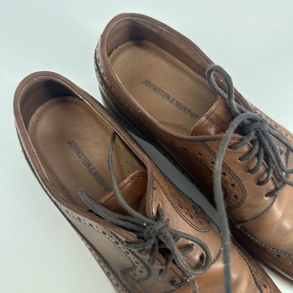 Johnston & Murphy Wingtip Oxford Shoes Brown Leather Men's 11.5M Lace‎ Up Brogue